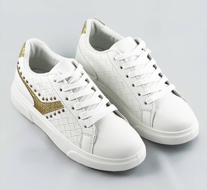 Bílo-zlaté šněrovací dámské sneakersy (RC-03)
