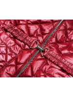 Červená prošívaná dámská bunda s páskem (BH2208)