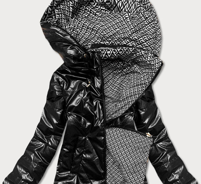 Krátká černá lesklá dámská bunda (W586-1)