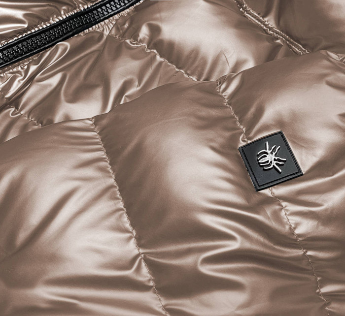 Prošívaná bunda v kakaové barvě pro přechodné období (BR9790-12)