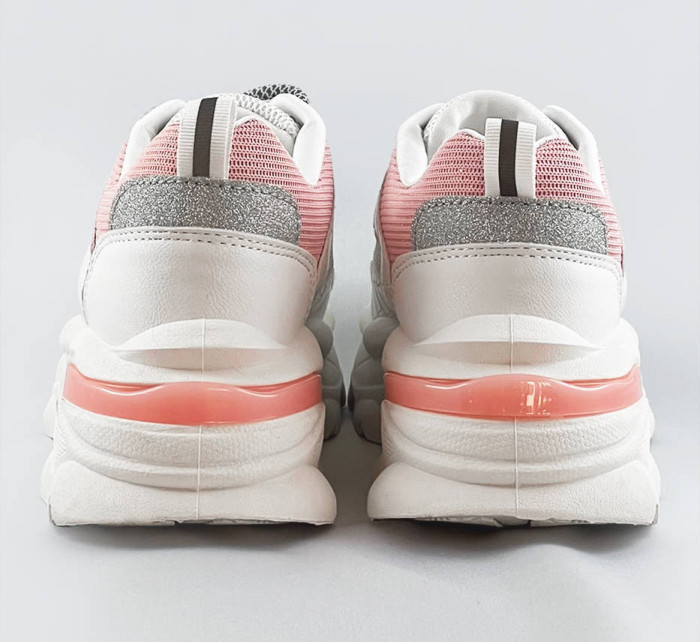 Bílo-růžové dámské šněrovací sportovní boty (LU-3)