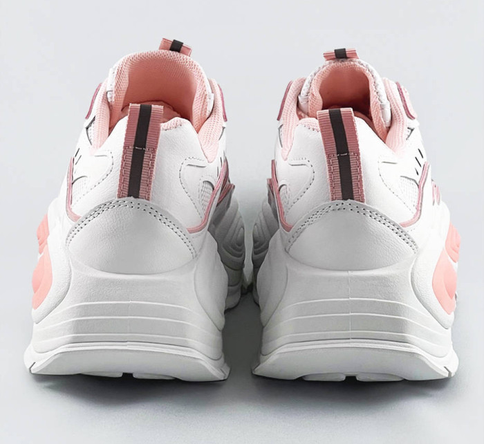 Bílo-růžové dámské sportovní boty s vysokou podrážkou (RA15)