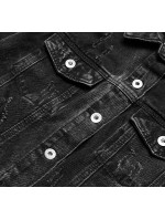 Černá dámská džínová bunda s protrženími (34761A)