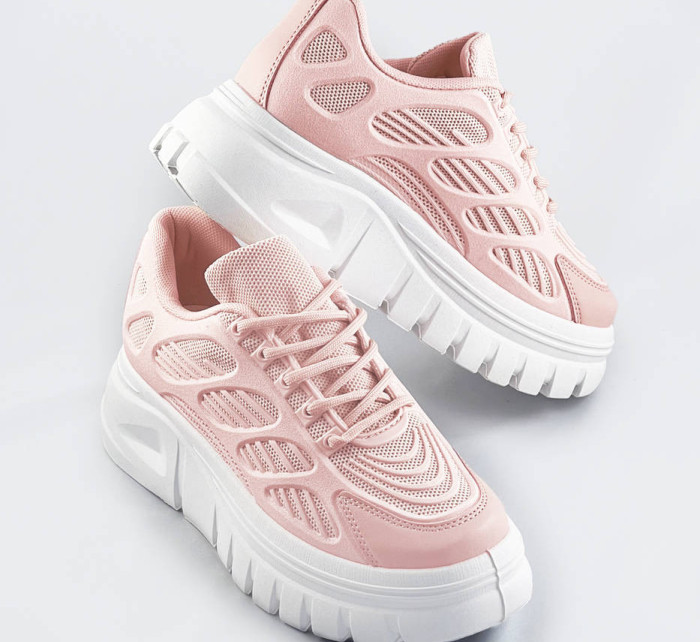 Růžové sportovní dámské boty na platformě (S222)