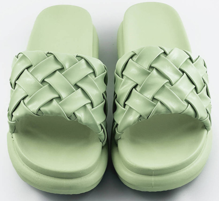 Zelené dámské pantofle se zapleteným páskem (XA-137)