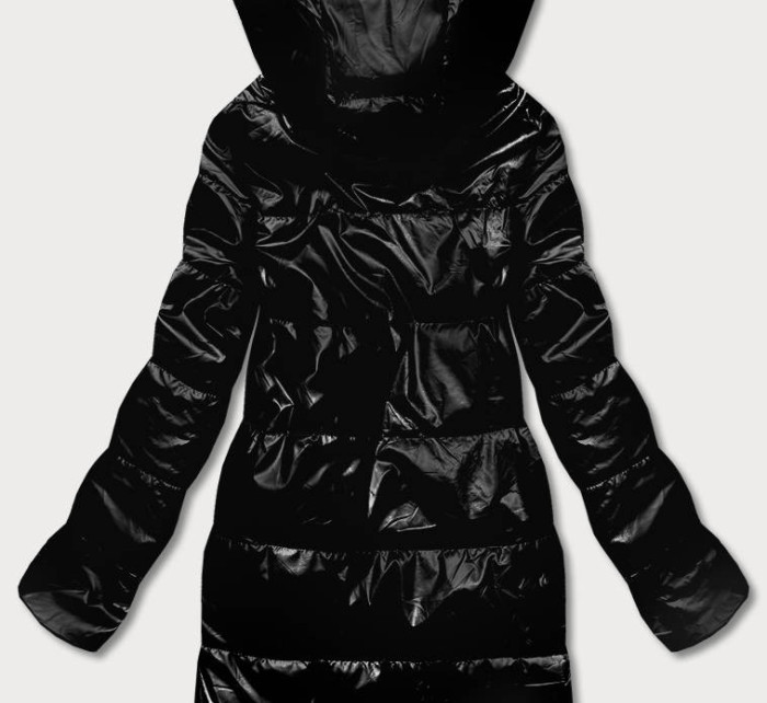 Černá dámská bunda s odepínací kapucí (B8086-1)