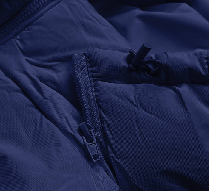 Tmavě modrá péřová dámská vesta s kapucí (5M720-215)