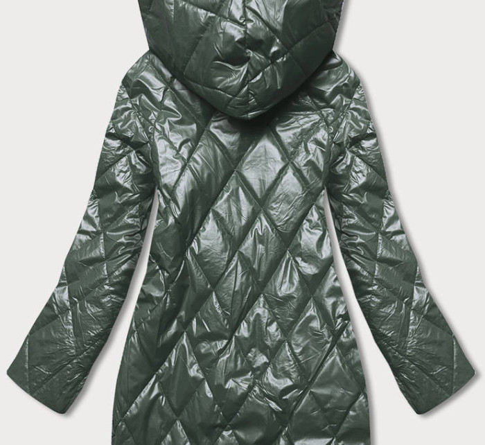 Zelená prošívaná bunda s kapucí (B8082-10)