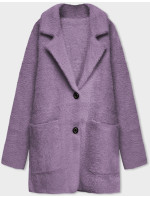 Krátký fialový vlněný přehoz přes oblečení typu alpaka (7108-1)