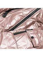 Krátká dámská bunda v perleťově růžové barvě (B8138-51)