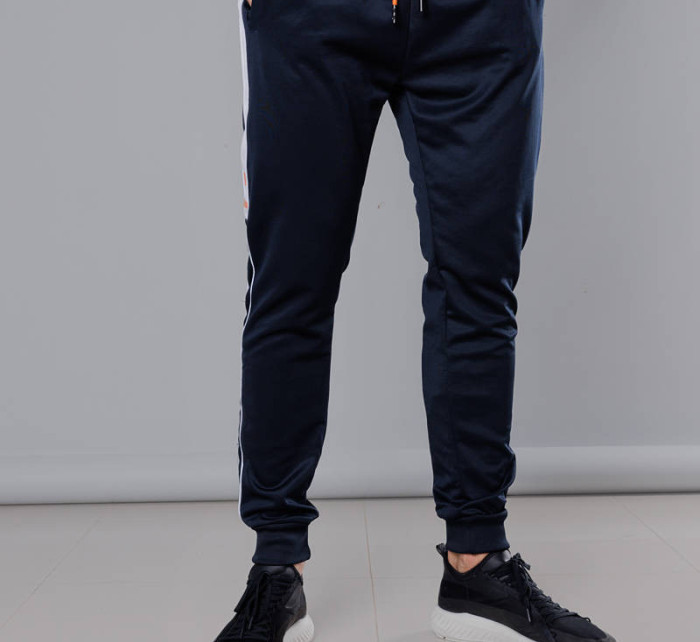 Tmavě modré pánské teplákové kalhoty s lampasy (8K161)