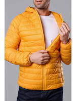 Pánská prošívaná bunda v barvě kurkumy s kapucí (HM112-10)