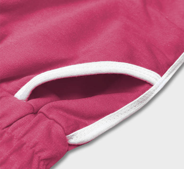 Růžové dámské šortky s kontrastní lemovkou (8K208-19)