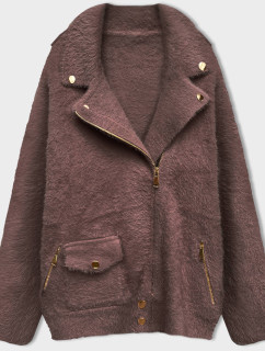 Krátká vlněná bunda typu "alpaka" v čokoládové barvě (553)