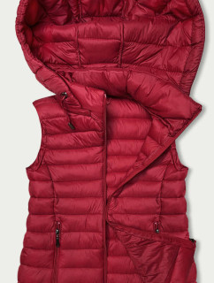 Červená dámská prošívaná vesta s kapucí (16M9139-270)