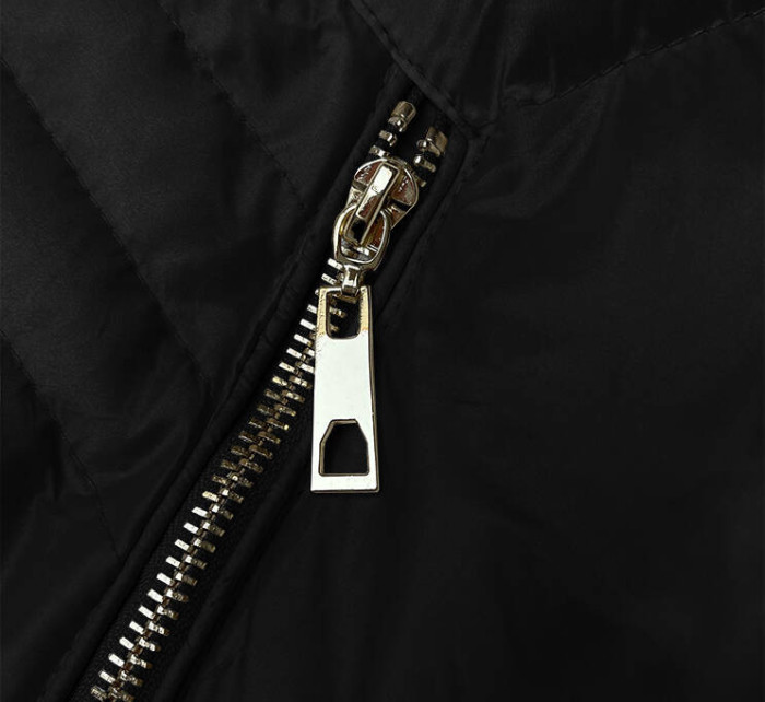 Černá prošívaná dámská bunda pro přechodné období (5M3162-392)