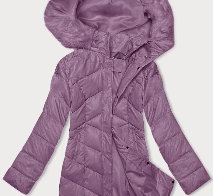 Fialová dámská zimní bunda s kapucí (H-898-38)