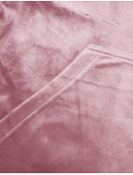 Světle růžová dámská velurová souprava s rozepínací mikinou (8C1176-38)