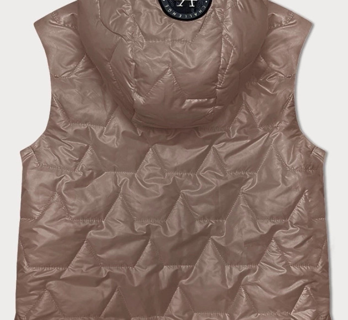 Tmavě béžová tenká dámská vesta se zlatým zipem S'West (B8229-101)