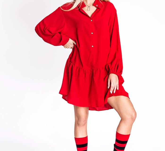 Červené dámské šaty s netopýřími rukávy Ann Gissy (XY202118)
