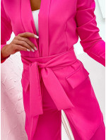Dámský komplet ve fuchsijové barvě - volné sako a široké kalhoty (8167)