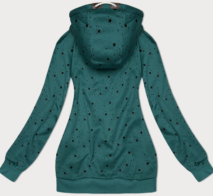 Zelená dámská mikina s kapucí a se vzorem hvězdiček (2305)