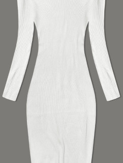 Tužkové šaty v barvě ecru s dlouhými rukávy (MM98012)
