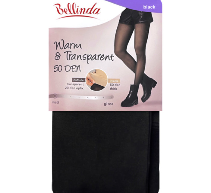 Dámské teplé punčochové kalhoty 50 DEN WARM & TRANSPARENT 50 DEN - BELLINDA - černá