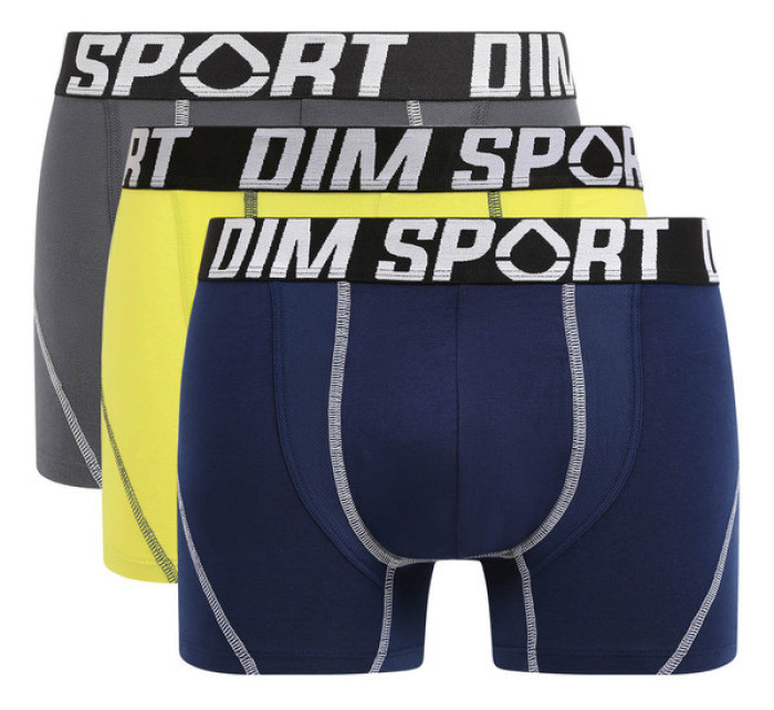 Pánské sportovní boxerky 3 ks DIM SPORT COTTON STRETCH BOXER 3x - DIM SPORT - žlutá
