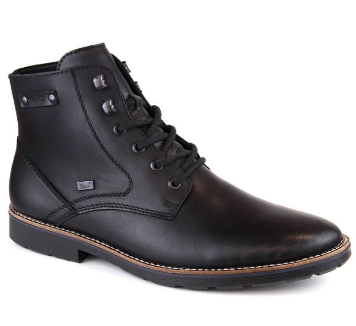 Rieker M RKR624 černé vlněné zateplené kožené nepromokavé boty