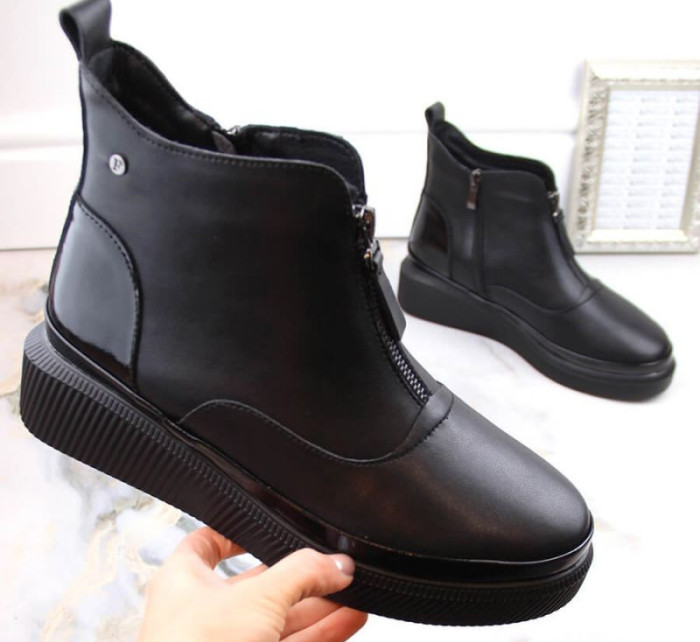 Filippo zateplené kožené boty na zip W PAW483 černé