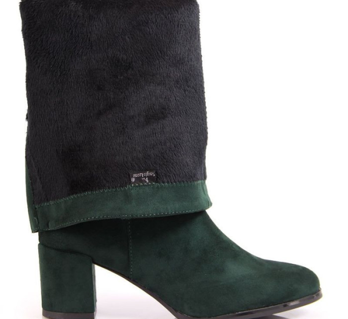 Sergio Leone W SK184D zelené zateplené boty na podpatku