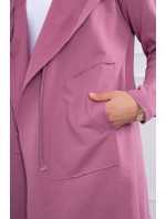 Volná bunda s kapucí tmavě růžová