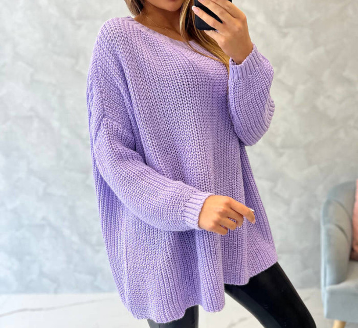 Široký oversize svetr fialový