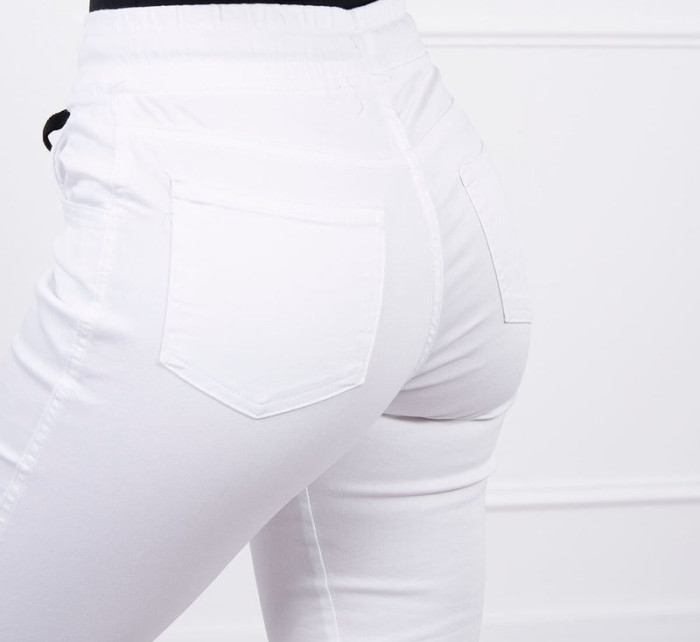 Džínové kalhoty s žebrovaným lemem bílé