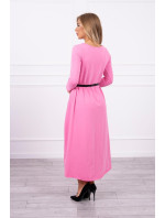 Šaty s ozdobným páskem a nápisem light pink