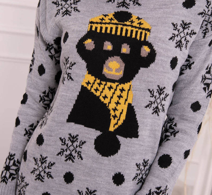Vánoční svetr s medvídkem šedý