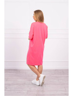 Sukienka oversize różowy neon