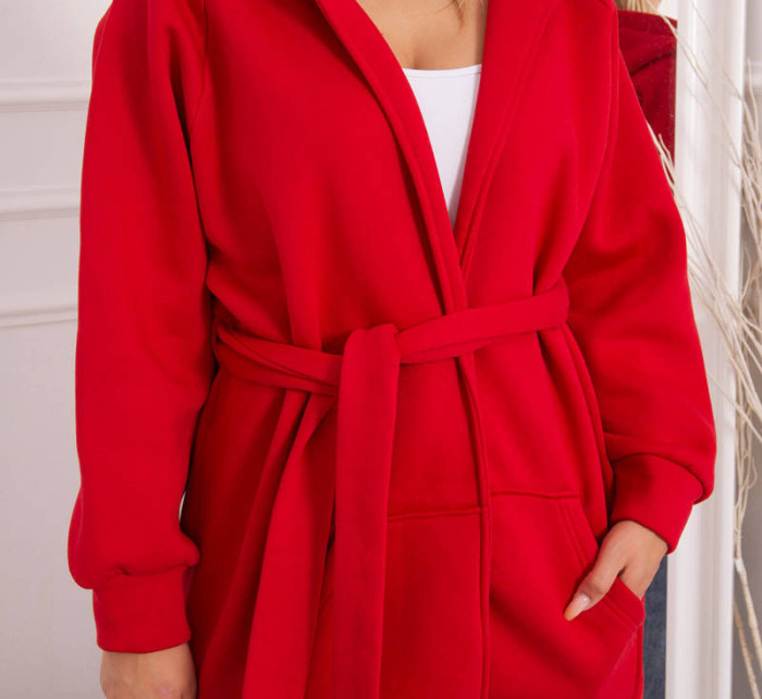 Zateplená bunda do pasu červené barvy