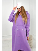 Zateplené šaty s kapucí fialka