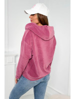 Fleecová bunda s kapucí tmavě růžová