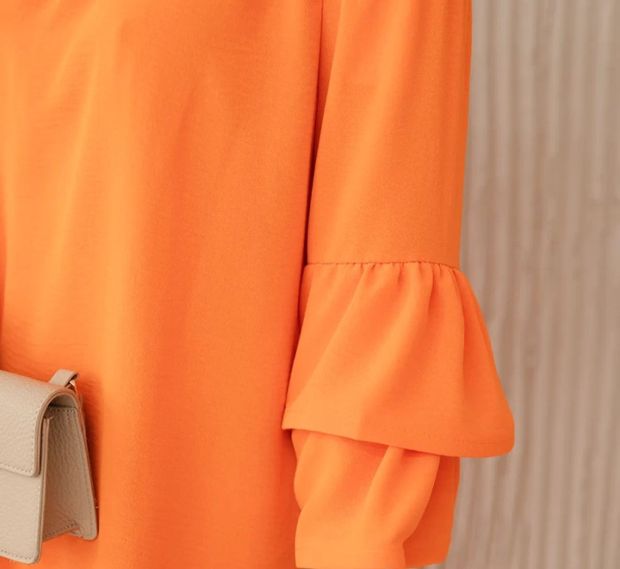 Španělské šaty s volánky na rukávu pomeranč