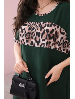 Šaty s leopardím potiskem tmavě zelená