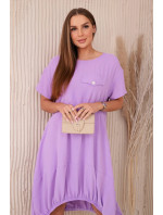 Oversized šaty s kapsami světle fialová