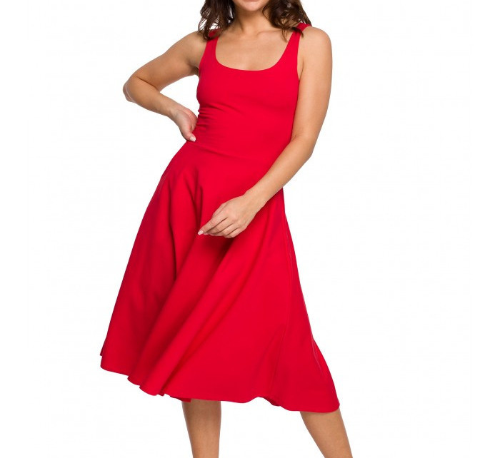 B218 Přiléhavé šaty bez rukávů - červené