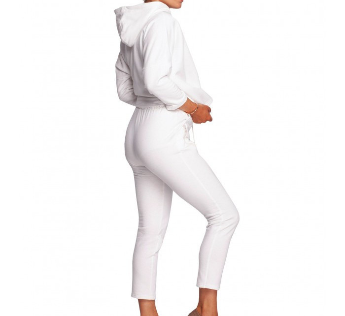 B240 Úzké pletené kalhoty s ozdobnými zipy - ecru