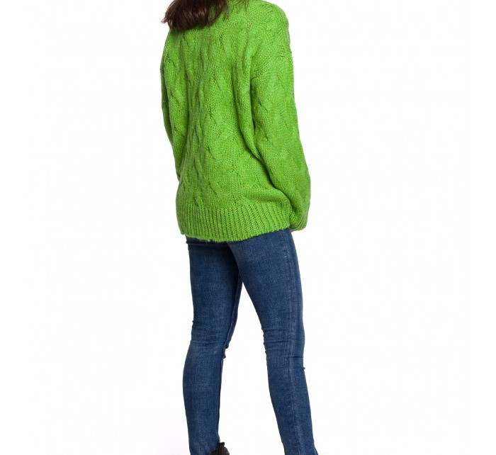BK038 Pletený plisovaný svetr - zelený
