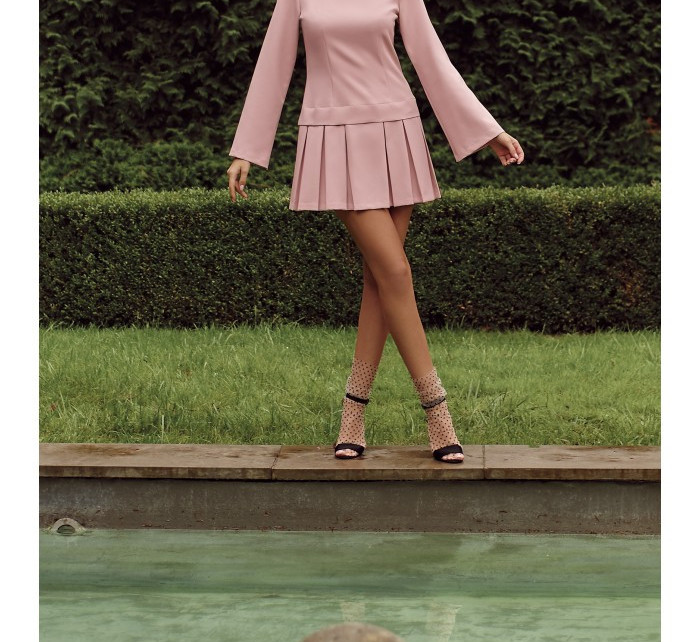 K021 Mini šaty s projmutým spodním lemem - krepové růžové