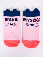 Yoclub Bavlněné dětské dívčí ponožky vzory barvy 6-pack SKC/3D-EARS/6PAK/GIR/001 Pink