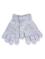 Dívčí pětiprsté rukavice Yoclub s tryskami RED-0216G-AA50-011 Grey